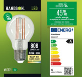 Handson LED peer E27 3,8W 806 lumen energieklasse A