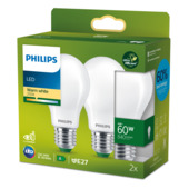 Philips greenlabel LED 60W E27 peer 2700k frosted duopack