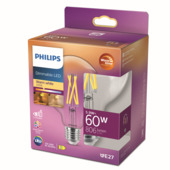 Philips LED globe E27 60W filament helder warmglow dimbaar