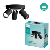 Philips Idris opbouwspot rond 3×5 W IP44 zwart