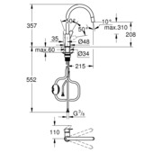 Grohe Keukenmengkraan Start Edge Hoge Uitloop Uittrekbare Mousseur Chroom