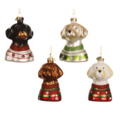 Decoris glasfiguur kersthanger hondenhoofd 8.8 cm per stuk