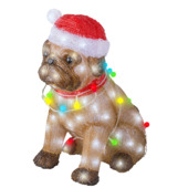 Lumineo kerstdecoratie hond figuur koel wit LED verlichting 24 x 42 cm