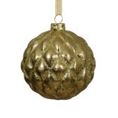 Decoris kerstbal kunststof gedecoreerd goud Ø 8 cm