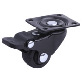 Zwenkwiel  39 mm zwart TPE inlusief rem