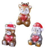 Lumineo kerstdecoratie dier met hart figuur koel LED verlichting 15,2 x 23,5 cm per stuk