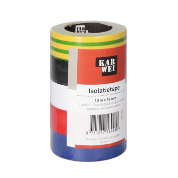 RMIVEGLIA 6 stuks gekleurde isolatietape, 16 mm x 15 m, totaal 90 m, waterdichte zwarte isolatietape, ideaal voor kabelverbindingen