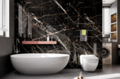 Wandpaneel kunststof Allora zwart marmer glans 260x90 cm, dikte 5mm  2,34 m²