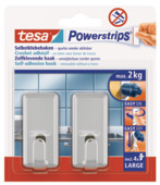 Tesa Haak Powerstrip Groot Kunststof Chroom - 2 Stuks