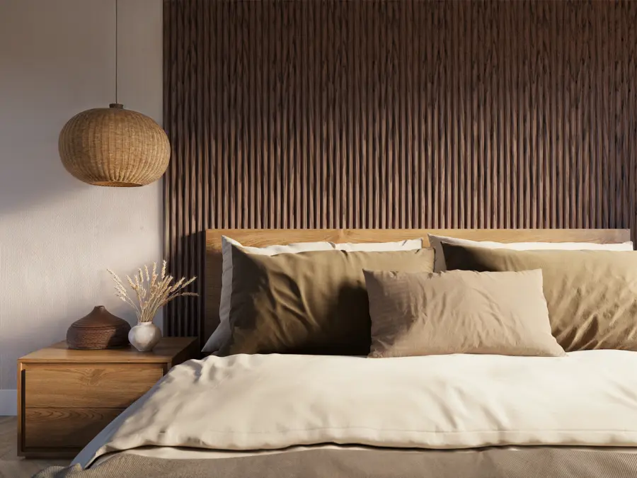 Lattenwand Decowall Acoustic Curve walnoot 260x30cm, 2 stuks (1.56m2)