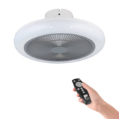 EGLO plafondlamp Kostrena met ventilator Ø45.5cm, wit/ grijs