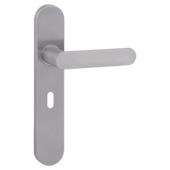 Gamma deurkruk set Kiev ovaal schild sleutelgat 56 mm RVS