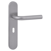 Gamma deurkruk set Madrid ovaal schild sleutelgat 56 mm RVS