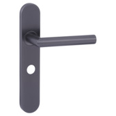 Gamma deurkruk set Zagreb ovaal schild vrij-bezet sluiting 63/8 mm gun metal RVS