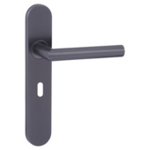 Gamma deurkruk set Zagreb ovaal schild sleutelgat 56 mm gun metal RVS