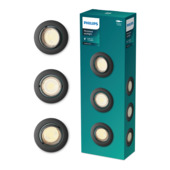 Philips inbouwspots Peridot set van 3 zwart
