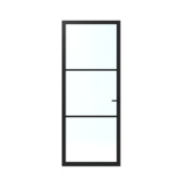 Lundia binnendeur Lumen En 1C02 blank glas zwart gegrondverfd opdek links 83 x 201,5 cm inclusief deurbeslag Tord