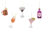 Christmas Goods glasfiguur kersthanger cocktails divers per stuk