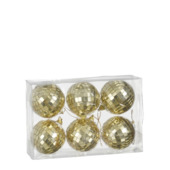 Kerstballen mix 6 stuks disco champagne kleur Ø 6 cm