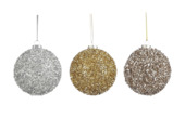 Kerstbal mix kunststof glitter goud zilver champagne Ø 8 cm per stuk