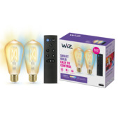WiZ Connected LED edison E27 50W 2 stuks + afstandsbediening filament gold koel tot warmwit licht dimbaar