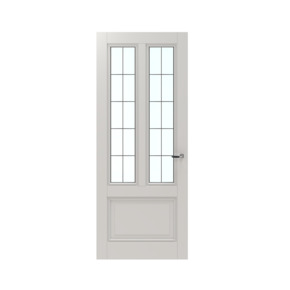 Lundia binnendeur Frama Tva 2H01 glas in lood wit gegrondverfd opdek links 78 x 211,5 cm