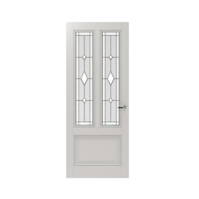 Lundia binnendeur Frama Tva 2I01 glas in lood wit gegrondverfd opdek rechts 83 x 201,5 cm