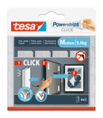 tesa Powerstrips zelfklevende strip Click 4x2 stuks Medium draagkracht 5.4KG