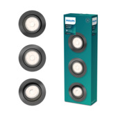 Philips Donegal inbouwspot rond 3XGU10 grijs 230V