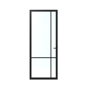 Lundia binnendeur Lumen En 1C04 blank glas zwart gegrondverfd stomp 88 x 211,5 cm inclusief deurbeslag