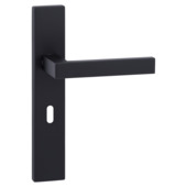 Gamma deurkruk set Florence recht schild sleutelgat 56 mm zwart RVS