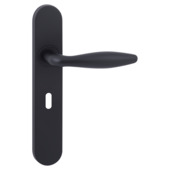 Gamma deurkruk set Golf ovaal schild sleutelgat 56 mm zwart RVS