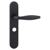 Gamma deurkruk set Golf ovaal schild vrij-bezet sluiting 63/8 mm zwart RVS