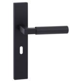 Gamma deurkruk set Krakau recht schild sleutelgat 56 mm zwart RVS