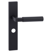 Gamma deurkruk set Krakau recht schild vrij-bezet sluiting 63/8 mm zwart RVS