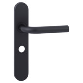 Novidade deurkrukset Parijs ovaal schild met vrij-bezet sluiting 63/8 mm zwart RVS