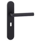 Gamma deurkruk set Zagreb ovaal schild sleutelgat 56 mm zwart RVS