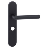 Gamma deurkruk set Zagreb ovaal schild vrij-bezet sluiting 63/8 mm zwart RVS