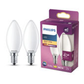 Philips LED kaars E14 3,4W 2 stuks mat niet dimbaar