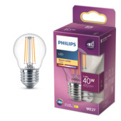 Philips LED kogel E27 3,4W filament helder niet dimbaar