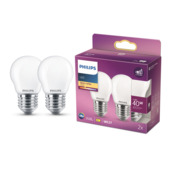Philips LED kogel E27 3,4W 2 stuks mat niet dimbaar
