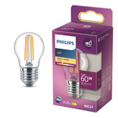 Philips LED kogel E27 5,9W filament helder niet dimbaar
