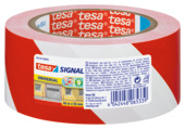 Tesa Signal waarschuwingstape rood met wit 66 m x 50 mm