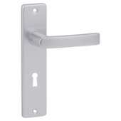 OK deurkruk set Blok recht schild sleutelgat 56 mm aluminium