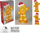 Kerstdecoratie peperkoekman acryl figuur met LED verlichting 7.5 x 17.5 x 31 cm