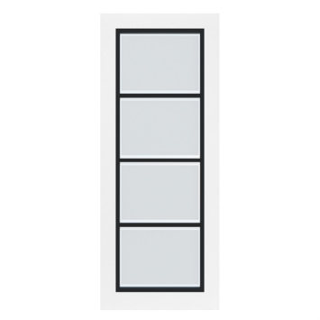 Arne & Bodil binnendeur ABB103 mat glas met blanke rand - wit afgelakt - glaslat diep zwart