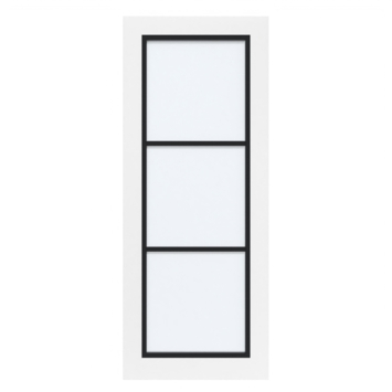 Arne & Bodil binnendeur ABB104 satijnglas - wit afgelakt - glaslat diep zwart