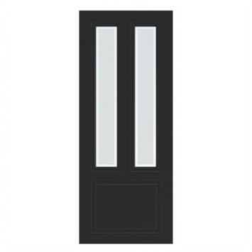 Arne & Bodil binnendeur ABT321 mat glas met blanke rand - diep zwart afgelakt