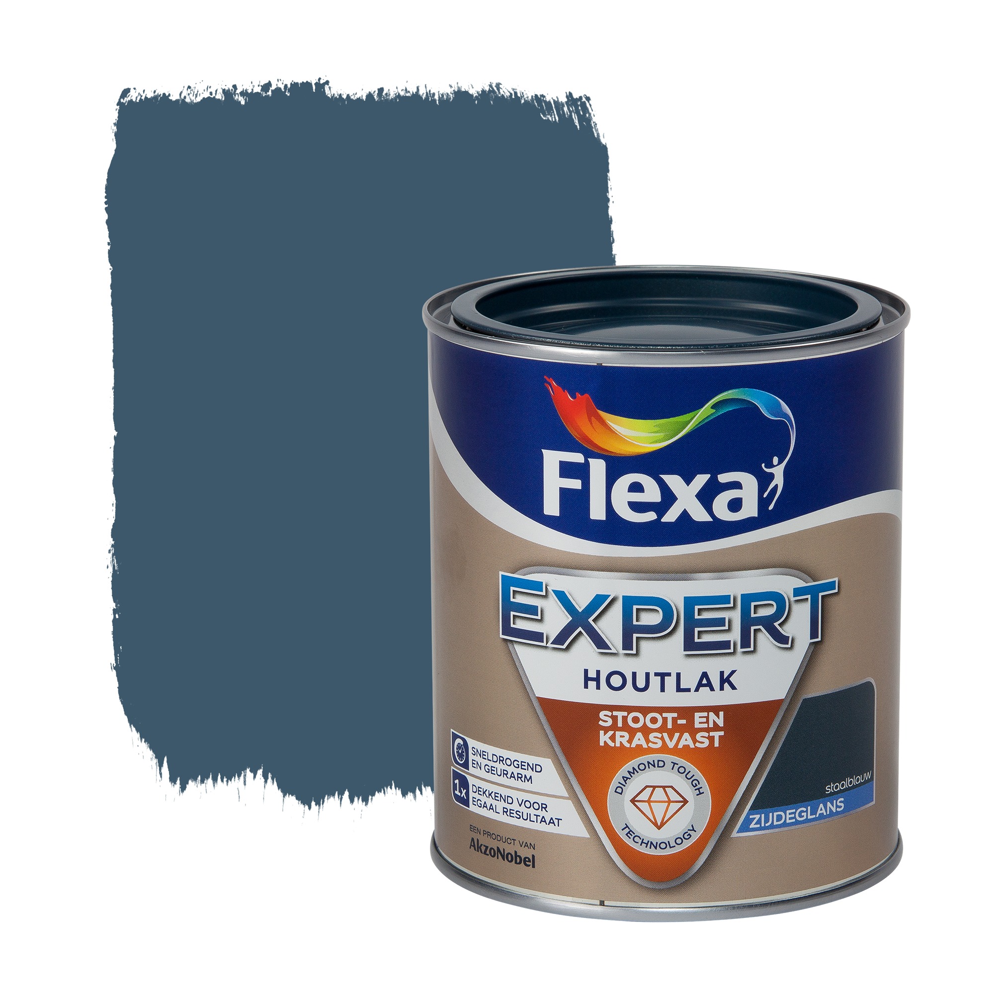 Flexa Expert Lak Staalblauw Zijdeglans 750 Ml flexa kopen in de aanbieding