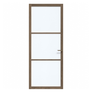 Arne & Bodil binnendeur ABE101 satijnglas - donker eiken houtlook afwerking